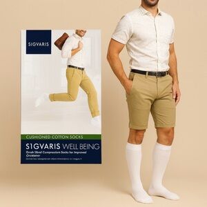 Sigvaris Well Being Cushioned White Cotton Compression Socks 15-20 mmHg Size C